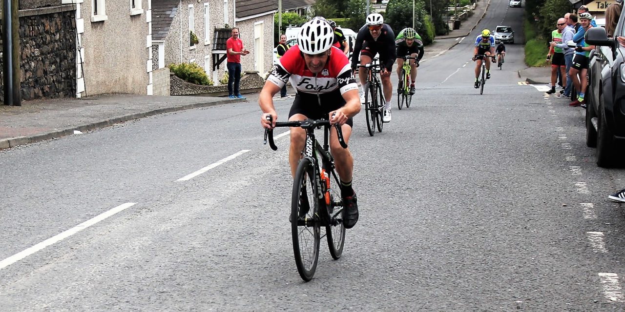 Hot as Robert Curry from Foyle CC deserves the title “Up the road of the month” at the Dunloy GP Antrim (Sun 8th September)