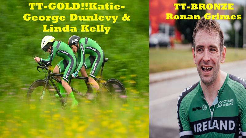 GOLD and BRONZE for our Para-Cycling team in Canada!! The Irish team done it again, this time Katie-George Dunlevy partnered with pilot Linda Kelly and bingo!! Ronan Grimes took bronze, and the others of the Irish team had promising results in the TT section of the world cup held in Maniago Canada (Friday 21st April results) Road races this weekend!!