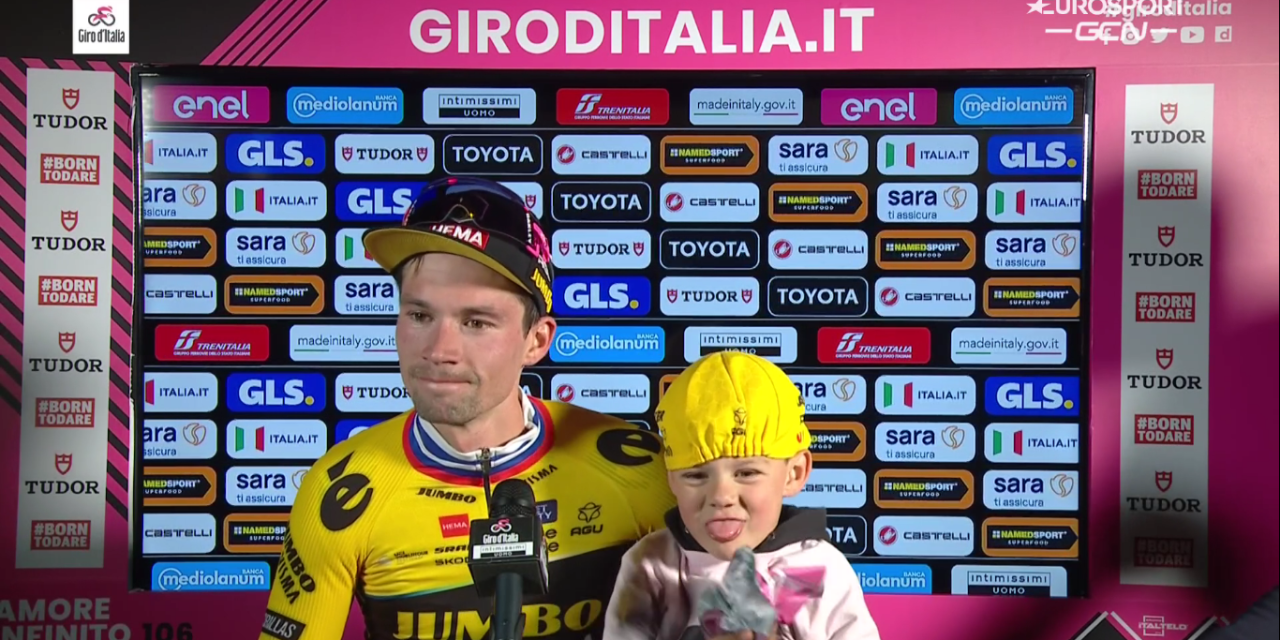“Čestitke Primožu Rogliču in ekipi Jumbo Visma” This report is dedicated to my good friend Wim Vanneste (ex Sporza TV pilot-ex Police commander Ypres-TJV matras transport) “Save the best for last” Primos Roglic TJV takes the GIRO Pink Jersey of Geraint Thomas Ineos with only the ceremonial stage tomorrow to go…Eddie Dunbar Jayco ended up in 7th place, a great result for the Munster lad!! (Sat 27th May)