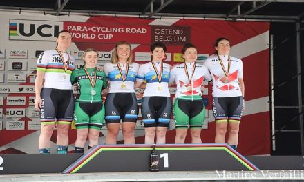 The Irish Para-cycling team was again successful with silver for Eve and Josephine, bronze medals for Katie-George and Linda in the women’s tandem road race at the Oostende “Para Cycling World Cup ” last Sunday, May 7th. Other results very promising for the future, with the Irish Para Cycling Development team getting in the swing of things!! Well done to you all…All photos from our BP guest mum, and top  cycling photographer Martine Verfaillie, with appreciation Martine!!