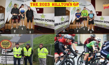 The 2023 Hilltown GP was held on Sunday 21st May in misty rainy conditions with new names coming to the fore! Hosted by the Armagh-Down Cycling Club and perfectly executed! Well done to Niall Black – Phoenix CC winner of the A4 race, and Thomas Warke- Carn Wheelers winning the A3 race…the results and photos>>