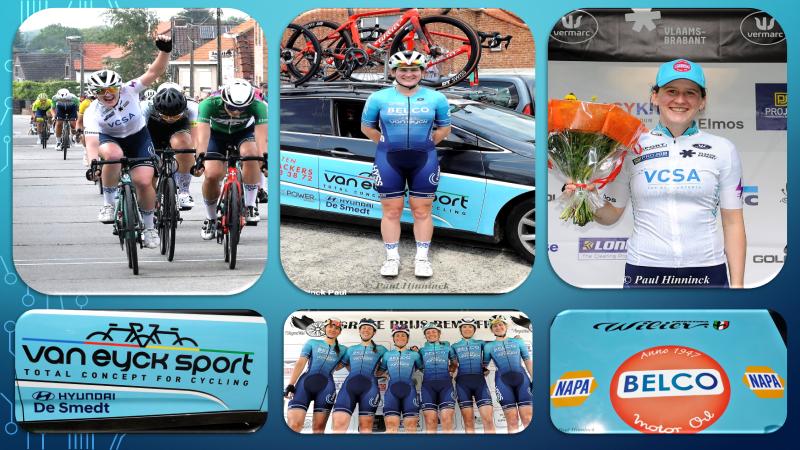 A big thank you to women’s “Belco-Van Eyck Cycling Team (BEL)” for taking Caoimhe O’Brien in their midst this year…Caoimhe repaid their kindness from the start with a 15th place (120+ entries and same time as the winner), a second place (116 entries) + the Young Riders Jersey, AND A WIN (74 entries) to finish her weekend of 3 days international interclub races (UCI 1.15.2) in the Flanders!! (19-20-21 May 2023)