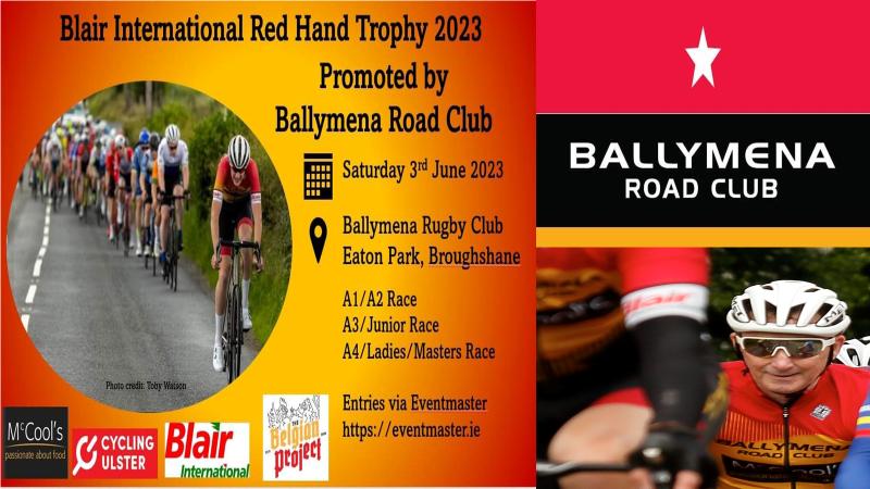 The provisional start list of the “Red hand Trophy” races hosted by Ballymena RC on the rolling roads of Antrim…3 races on offer ( Sat 3rd May 10 am)