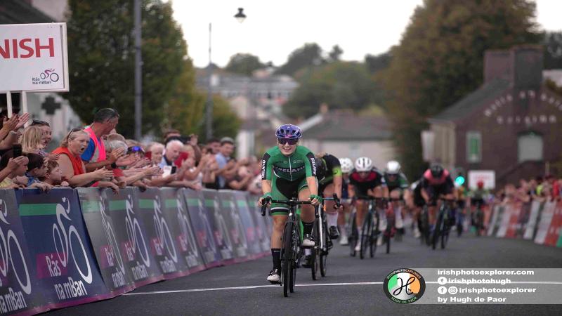 NR 13…lucky for some in the Ras na mBann!! Ex-BP bursary holder, and World Pro tour rider with *Israel  Premier Tech Ladies Team* MIA GRIFFIN (Team Ireland) shows her class in Callan (Kilkenny) with winning the 1st stage!! After a horrific crash in April 2023, and now fully recovered, Mia used all her track experience to win the mass sprint convincedly!! (Wed 6th Sept stage 1 results)