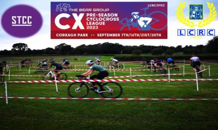 FINAL ROUND OF “THE BEAR GROUP” CX SERIES COMPLETED LAST THURSDAY NIGHT (28th SEPTEMBER) IN CORKAGH PARK THE RESULTS AND REPORT OF MARK FARRELLY (ST TIERNANS) THIS WAS A COMBINED HOSTING EFFORT OF ST TIERNANS AND LUCAN CRC, SPONSORED BY THE BEAR GROUP, AND SPECIALIZED IRELAND!!