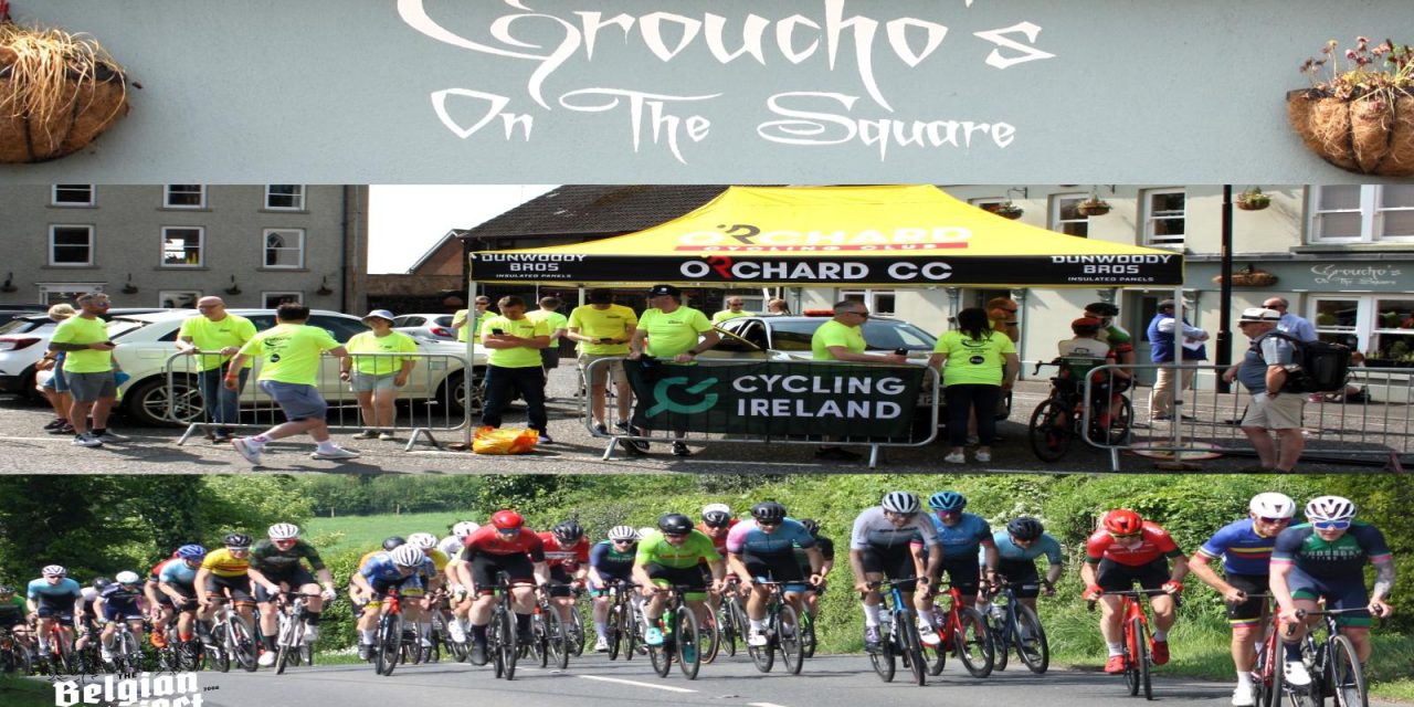 The 2024 Groucho’s GP in Richhill (Sat 9th May) Blessed with a summer day as each year, winning breaks, beautiful surroundings, and rolling roads, not forgetting the host Orchard CC’s army of volunteers to keep the race safe…Well done to William Mc Bride-Banbridge CC victor in the A4 race, and second win of the week for Conor Murphy – JNR Caldwell Cycles in the A2-A3!!