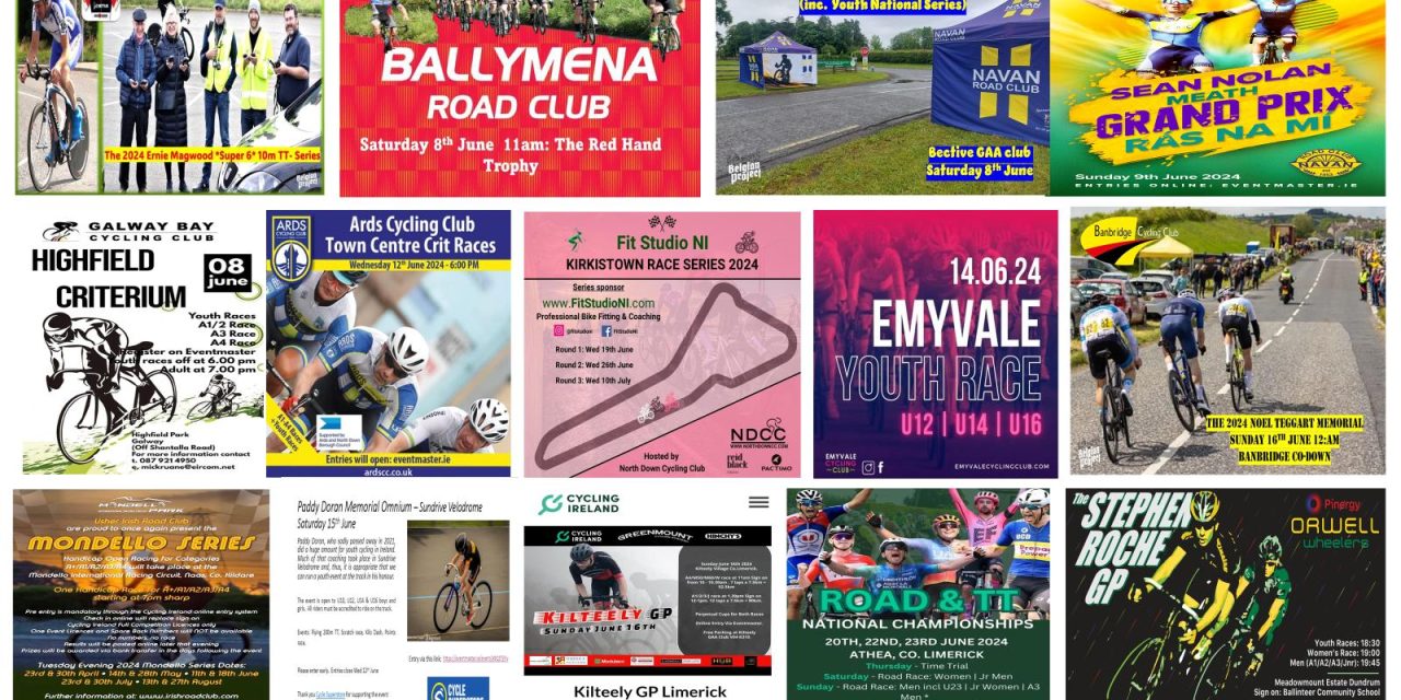 WHAT’S ON THIS COMING WEEKS ON OUR ROADS AND TRACK? (THUR 6th June – Wed 26th JUNE) VERY BUSY WEEKS AHEAD!! IF YOUR EVENT DOESN’T APPEAR HERE (NO CLUB LEAGUES PLEASE) SENT DETAILS AND POSTER TO DANYBLONDEEL@YAHOO.CO.UK AT LEAST ONE WEEK PRIOR TO YOUR EVENT!! IT IS A FREE SERVICE, AND IT COULD BOOST YOUR ENTRIES!!