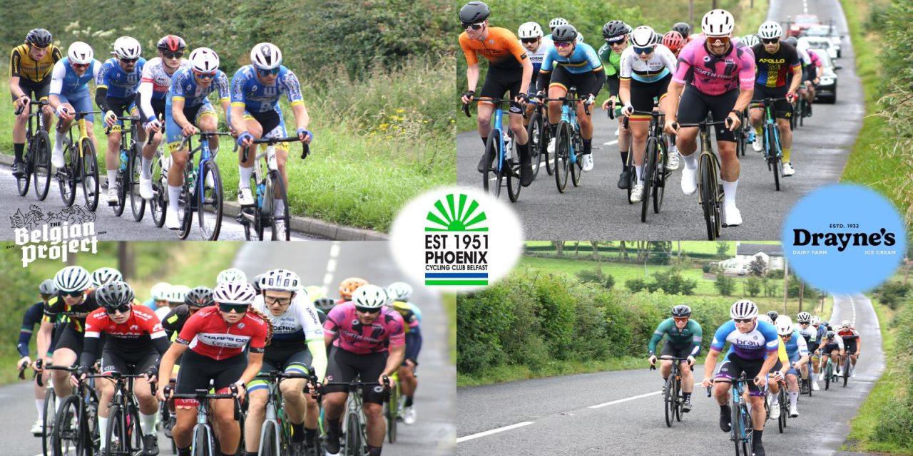 The 2024 “Bobby Crilly” hosted by Phoenix CC yesterday (Sunday 4th August) on the rolling roads of the Belfast hills, and sponsored by   “Draynes Farm Ice cream” A day the summer left the Island, but still offered a great competitive day of races!! The results >>>