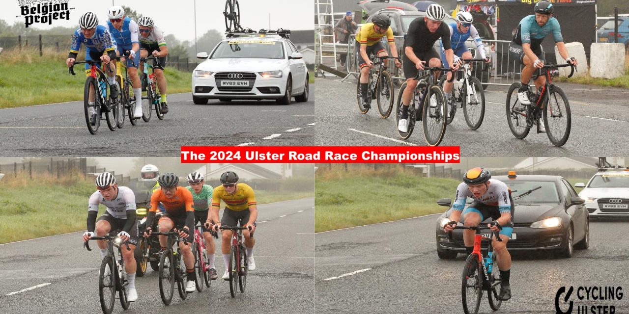 The 2024 “Ulster Provincial Road Cycling Champs” at the Dundrod racing circuit near Hannahstown Co-Antrim has been held yesterday (Sun 1st Sept) in demanding weather circumstances, a nasty cold wind not helping either, a course for hard men, and women, championship worthy!! The results and selected photos >>