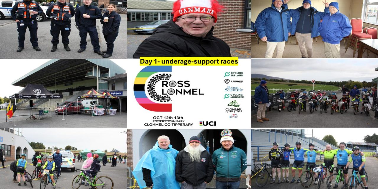 Day 1 of the UCI (C2) Clonmel Cross in Tipperary (Sat 12th Oct) The Under 6-8-10-12-14-16 races, and the Support race (men-women CX & MTB combined) A report of Martin Grimley (Chief comm & Chief time keeper) and photos Belgian Project Media (sorry for the lateness)