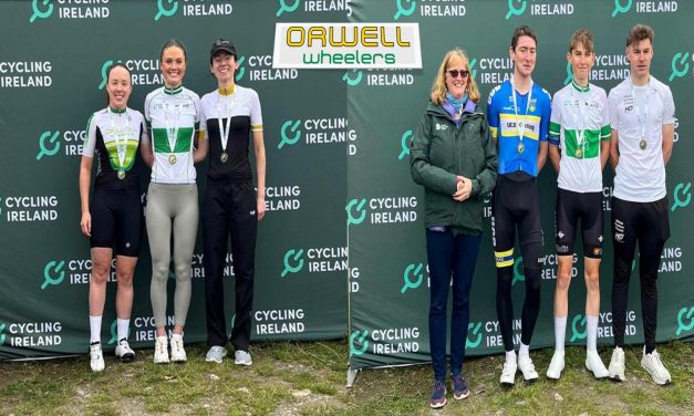 The 2024 National Hill Climb Championship in Rathfarnham, Dublin, hosted by Orwell CC, with a 3.38km climb with an average 9% ascent. Well done to Killian O’Brien overall winner as a Junior, and Gold for Caoimhe May (Women), M40 Stuart Mc Caughey, M50 Neil Mc Kenna and M60 gold for John Madden!! (Sat 5th Oct)