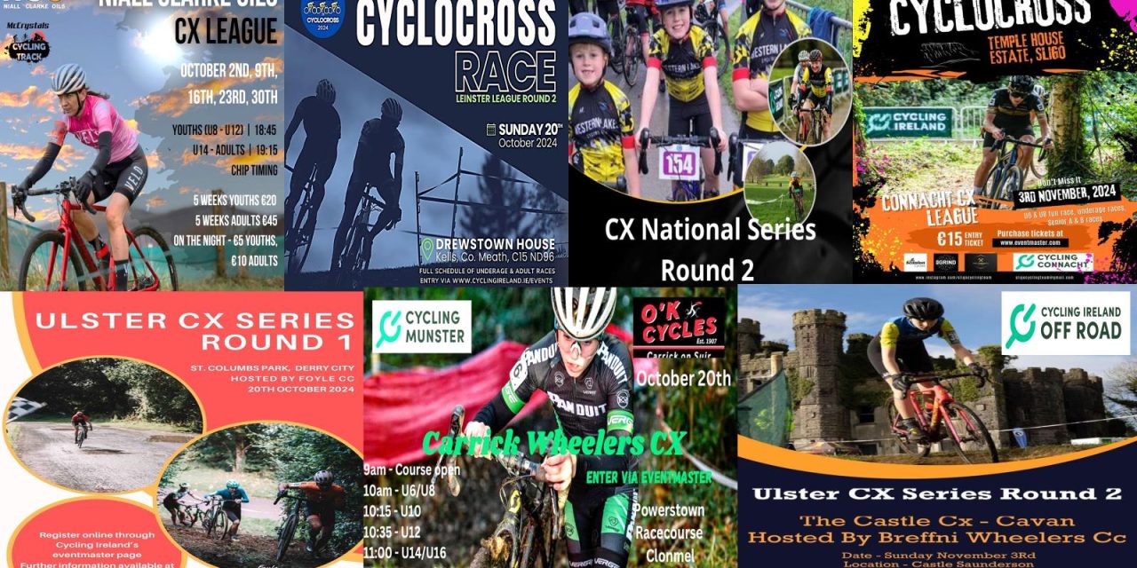 What’s on in the coming weeks? (Wednesday 16th Oct- Sun 3rd Nov) The CX season is now in higher gear, as we witnessed at the UCI CX in Clonmel!! Let’s support our organisers, the work which goes in such events is massive, thank them with your entry!!