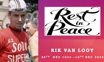 RIK VAN LOOY, the man who shaped my love for cycling has died aged 90 after a short illness!! A sad day for anyone who loved the “Emperor of Herentals” Rik has given us so much pleasure in the 50ties, and sixties on the road and track!! Rest in Peace Rik, Rust in Vrede Rik