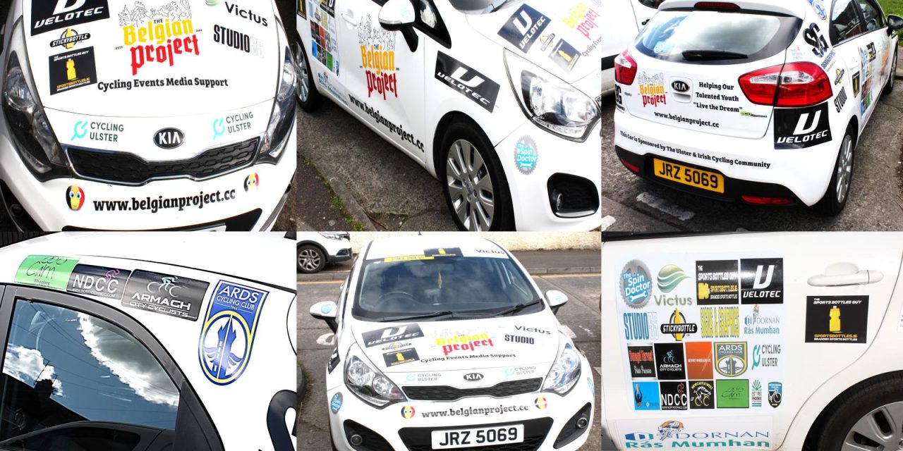 A decade of support with decals from “Signs & Graphics Bangor” and an updated look for the Belgian Project Media Car, this due to new sponsors…and looking certainly colourful I might say too!! (Friday 14th March 2025)