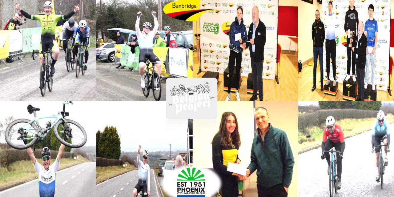 The opening race weekend in Ulster had a *back to back* C3 winner with Curtis Mc Kee (Spellman-Dublin Port) at the “Travers Eng Annaclone GP” near Banbridge, and the “Phoenix GP” near the NI International Airport. Also a long waiting deserving win for Mitchell McLoughlin (Wheelbase GB) in Annaclone (C1-C2),with first unplaced women Alice Mc Williams (U/A) and wins for Shane Trimble (Newry Wheelers C2), Carl Lowry (Phoenix CC) and Rachel Newell (Mc Convey Cycles) in the masters & women race in the Phoenix GP!! (1st & 2nd March)
