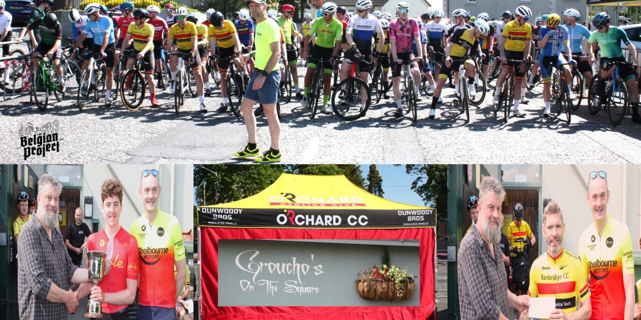 The “Groucho’s GP” in Richhill, Co Armagh. Promoted by Orchard-Shelbourne CC, and sponsored by the local “Groucho’s Bar & Restaurant” It was the second part of the race week. this after the criterium last Wednesday at Marlacoo Lake. The results and some selected photos from yesterday (Saturday 10th May)