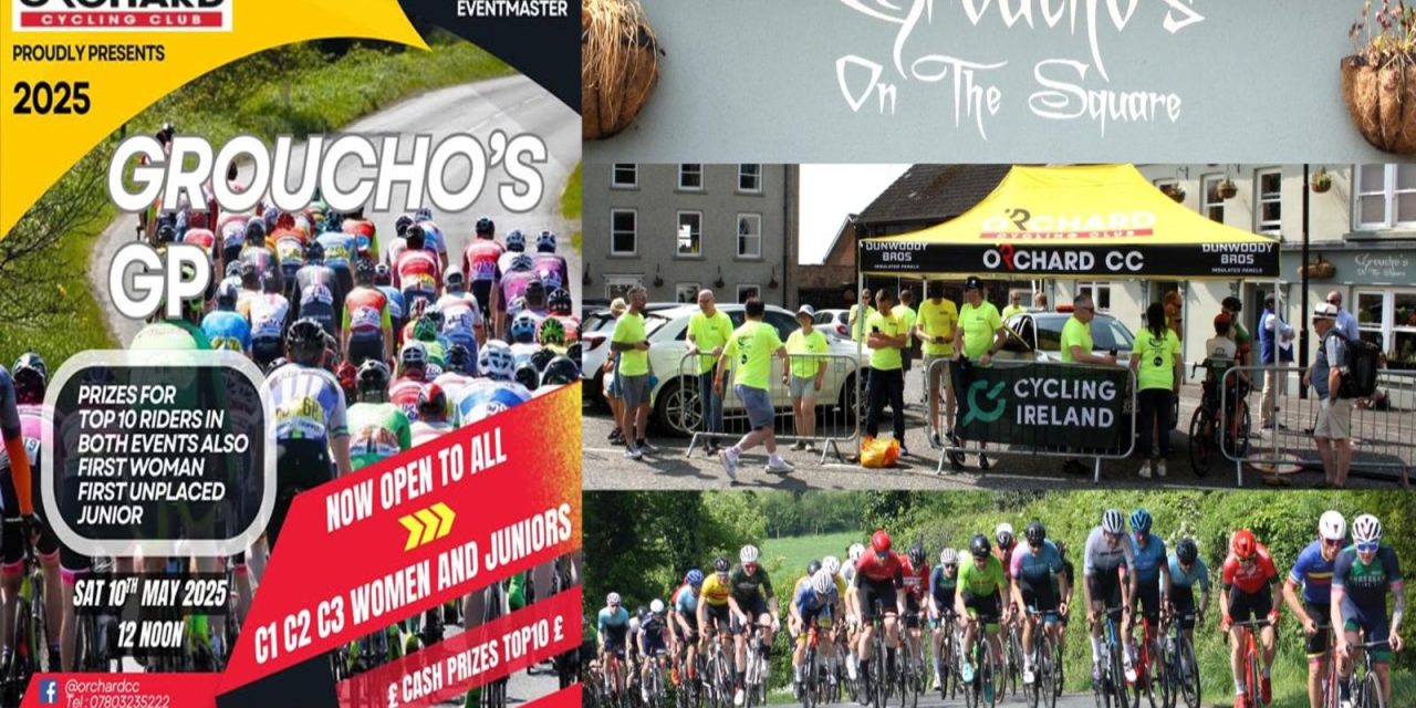 The provisional start lists of the Groucho Grand Prix races (C2-C3) of tomorrow (Saturday 10th May) in the village of Richhill (Co-Armagh) promoted by Orchard CC. Healthy nrs in both races, and sunshine expected all day!!