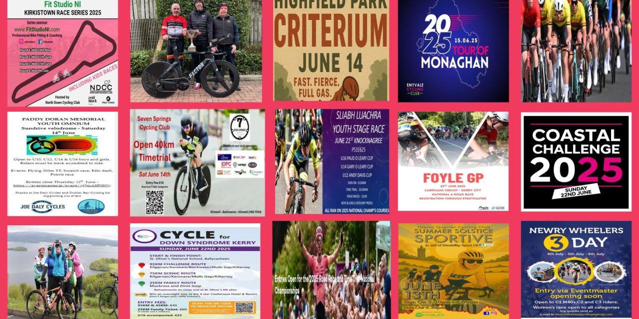 What’s happening on our roads in the second half of June, and beginning July? Some sportive’s, some TT’s, National RR champs, and Ulster Criterium Champs, National grade racing, road racing, circuit racing and stage racing beginning July… if you like your open event to be included in this previews, just sent a e-mail to danyblondeel@yahoo.co.uk at least 1 week prior to your event!!