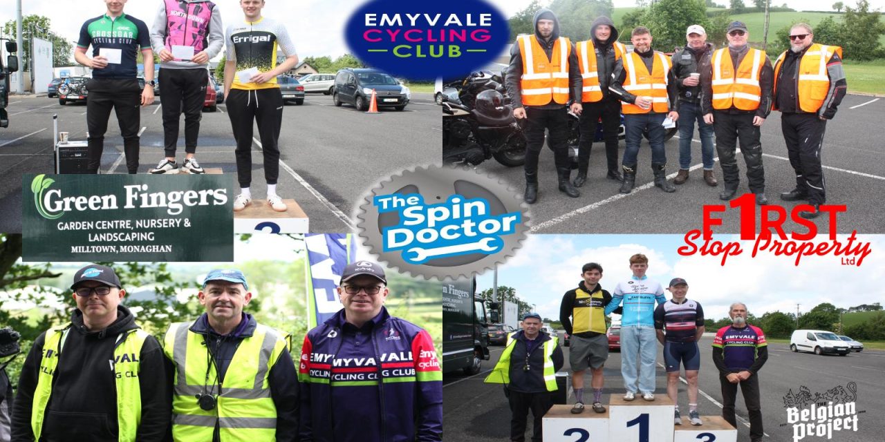 “The 2025 Emyvale GP” promoted by Emyvale CC, and sponsored by The Spin Doctor & Greenfingers Garden Centre & First Stop Properties LTD. A day of rain, gusty winds, sunshine, and worthy winners, such as Jamie Clark (NDCC) in the C3 race, and Holly Mc Caffrey (Loncourt House Hotel Newcastle West) 1st women. C2 Junior James Armstrong (Molenspurters Meulebeke BEL) winning the handicapped C1-C2 race, Aine Doherty (Dan Morrissey) was 1st women.
