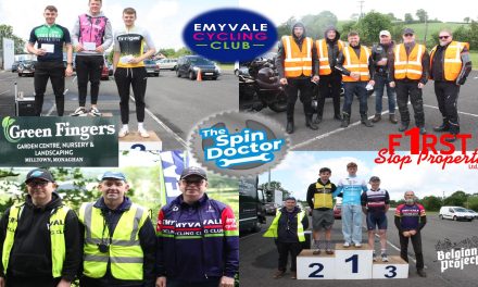 “The 2025 Emyvale GP” promoted by Emyvale CC, and sponsored by The Spin Doctor & Greenfingers Garden Centre & First Stop Properties LTD. A day of rain, gusty winds, sunshine, and worthy winners, such as Jamie Clark (NDCC) in the C3 race, and Holly Mc Caffrey (Loncourt House Hotel Newcastle West) 1st women. C2 Junior James Armstrong (Molenspurters Meulebeke BEL) winning the handicapped C1-C2 race, Aine Doherty (Dan Morrissey) was 1st women.