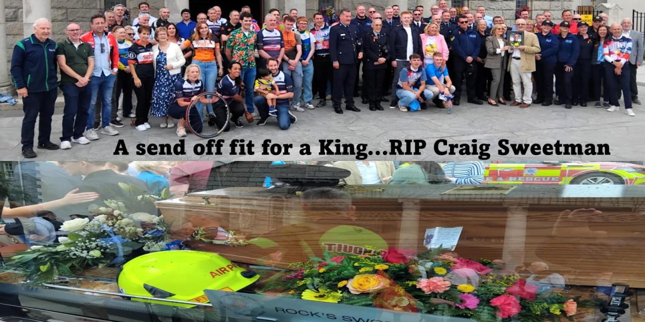 Several hundred people came to Skerries (Co-Dublin) saying goodbye to Craig Sweetman, a well loved popular cyclist, fireman, ex airport policeman, father of Toby and Tyler, and husband to Gillian, who passed away suddenly last Sunday (20th July) A morning of emotions, colourful clothing, massive support from his workmates at the airport, his cycling friends, and family…RIP & Suaimhneas síoraí Craig (1973-2025)