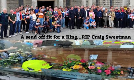 Several hundred people came to Skerries (Co-Dublin) saying goodbye to Craig Sweetman, a well loved popular cyclist, fireman, ex airport policeman, father of Toby and Tyler, and husband to Gillian, who passed away suddenly last Sunday (20th July) A morning of emotions, colourful clothing, massive support from his workmates at the airport, his cycling friends, and family…RIP & Suaimhneas síoraí Craig (1973-2025)
