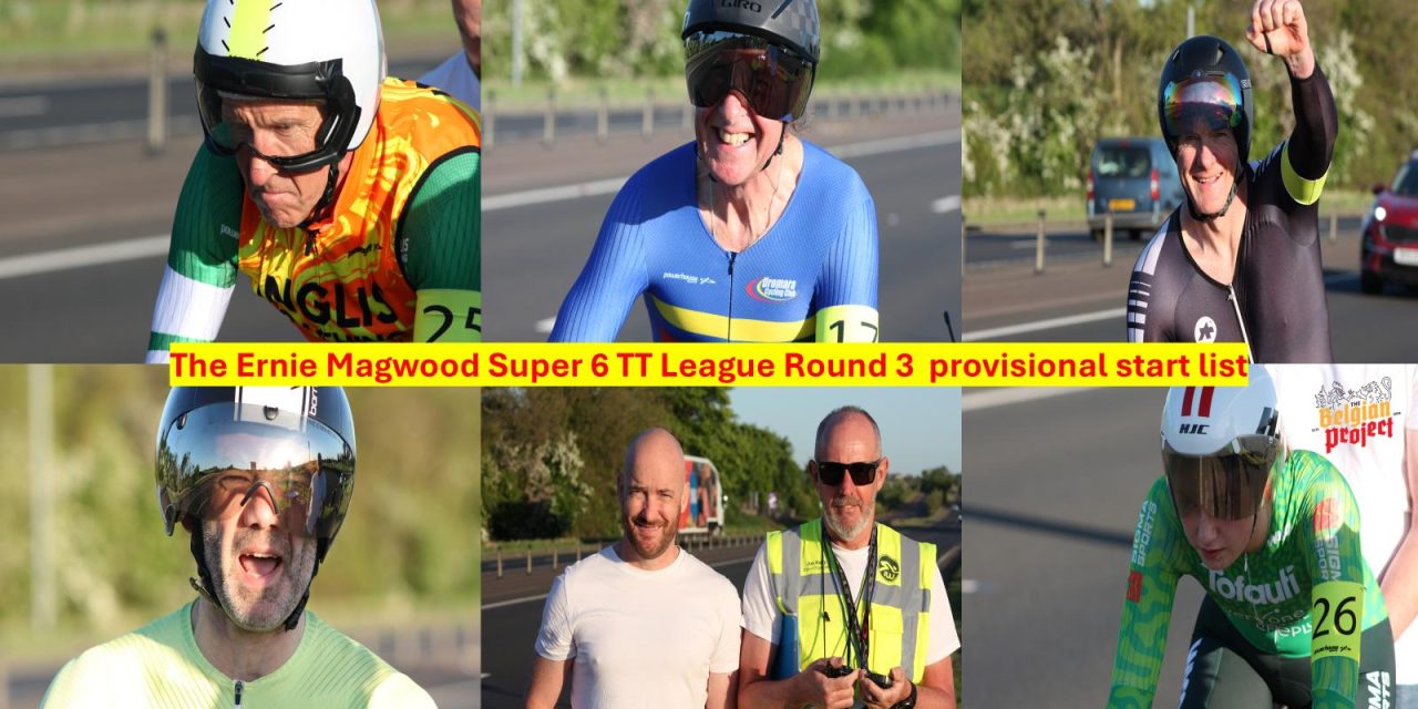 (Round 3) The Ernie Magwood Super 6 TT (10 miles) provisional start list courtesy of the Island Wheelers EMS6 time team. Again very healthy nrs (81) will compete on the fastest course in Ulster and Ireland!!
