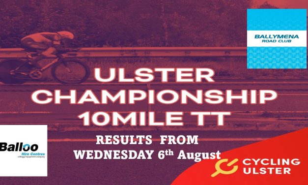 The “2025 Ulster 10 TT Championship” was held yesterday in Ballymena (Frosses) promoted by Ballymena RC, supported by Cycling Ulster, and sponsored by Balloo Hire Centre. Another win for Conor Murphy-Caldwell Cycles and Eileen Burns-Ballymena RC…A big well done to all 92 starters on the night!! (Wednesday 6th August)